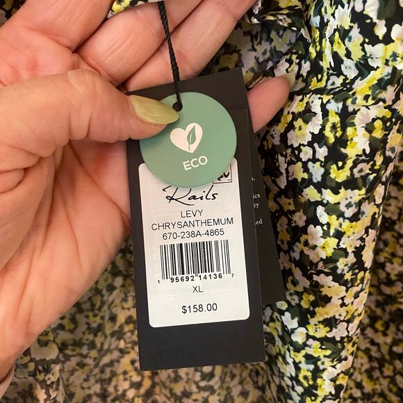 NWT Rails Women's size XL Chrysanthemum Black Yellow Tiered Floral Mini Skirt - Picture 5 of 8